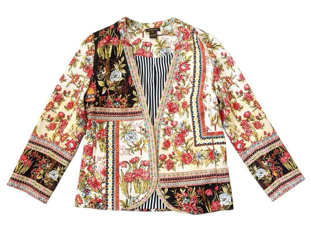 Vineet Bahl Anthropologie Floral Dara Blazer Jacket Boho Tapestry Size XSP